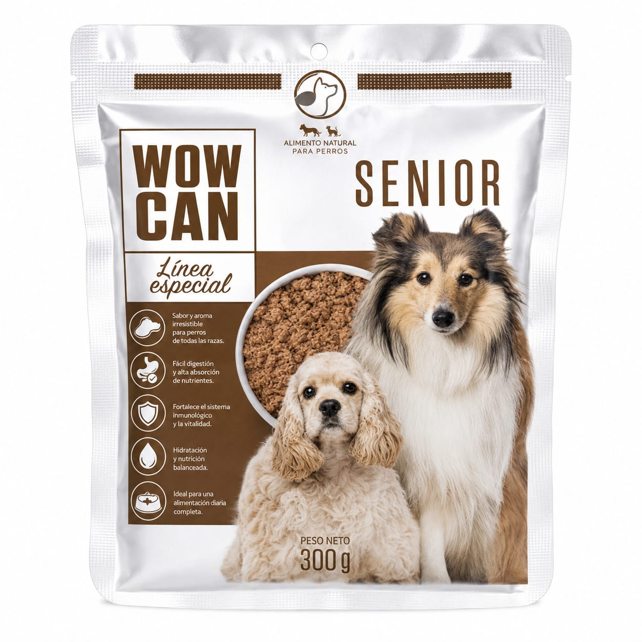 Wow Can Senior Alimento Natural Cocinado al Vapor 300 gr